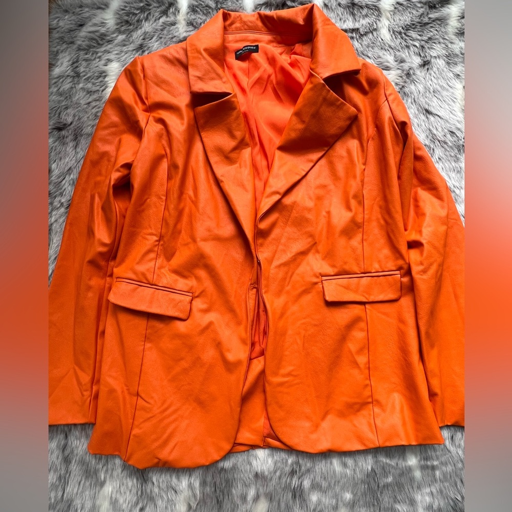 Naked Wardrobe Faux Leather Orange Jacket